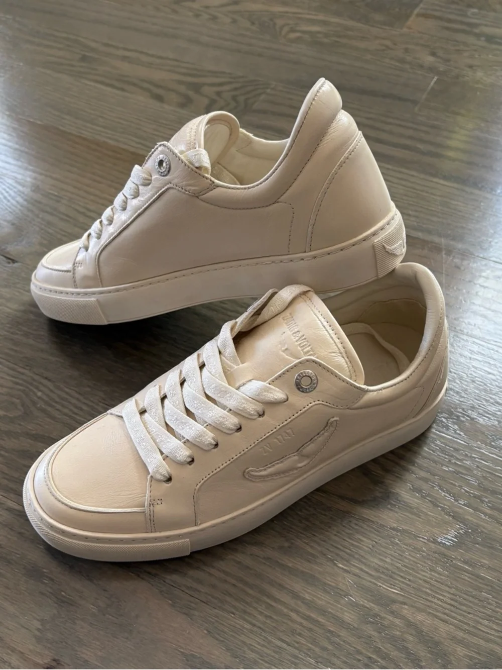 NWT ZADIG & VOLTAIRE 100% cow leather low-top fly on sneakers - Picture 3 of 14